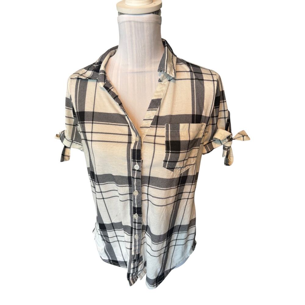 New York Laundry White & Black Short Sleeve Button Down Size S